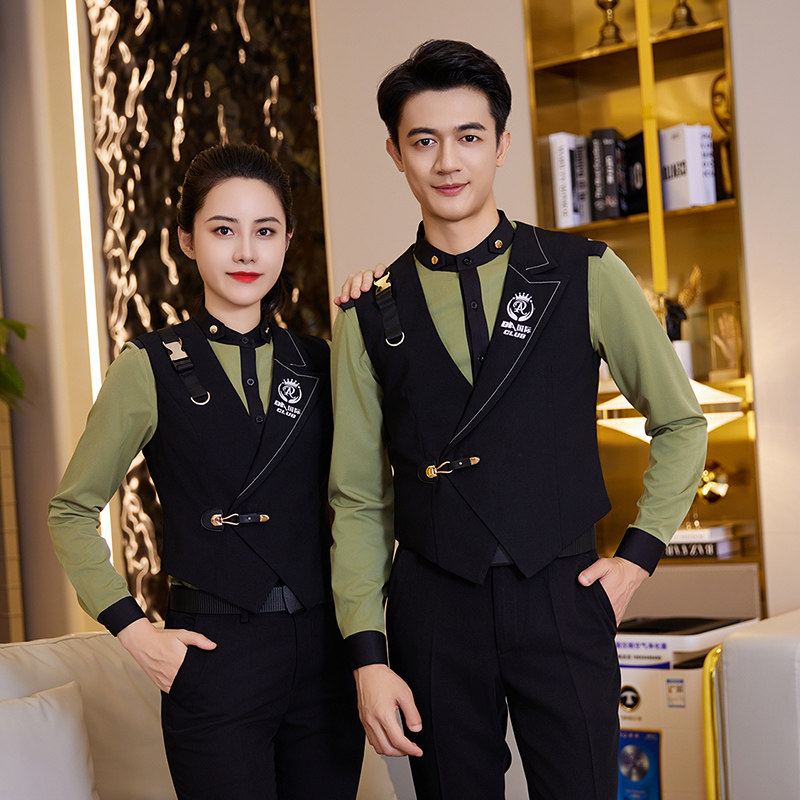 龙丽儿新酒吧工作服秋冬装高档商务KTV台球室服务员荷官餐厅马甲