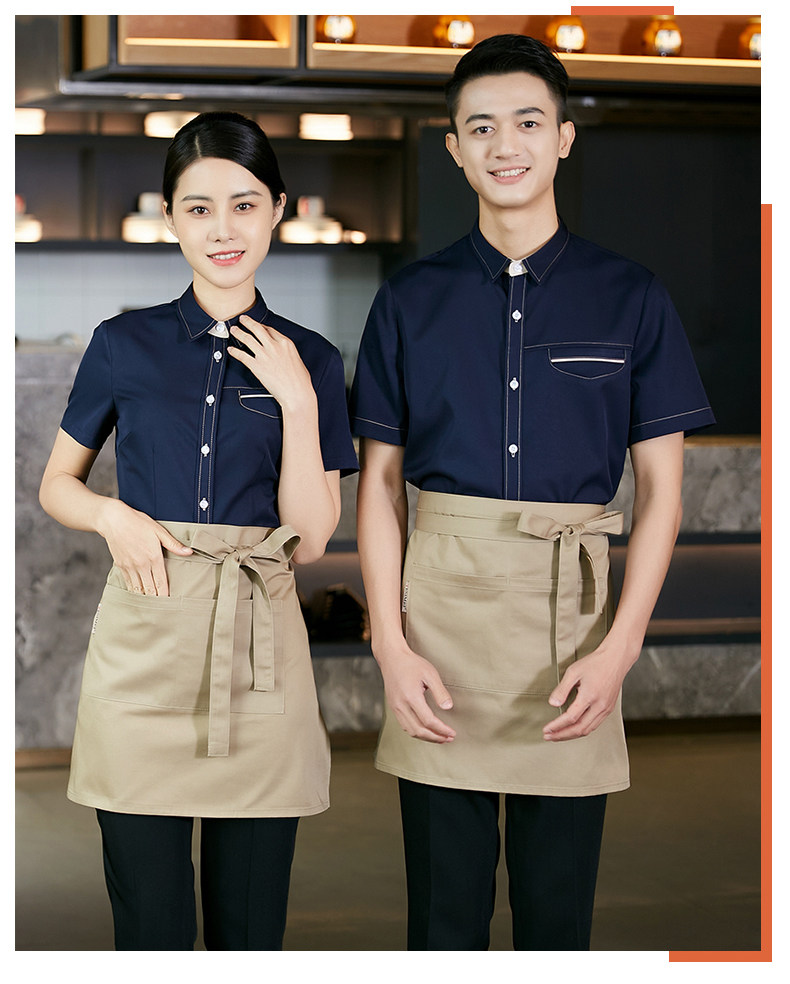 龙丽儿餐厅工作服夏季短袖咖啡西餐厅酒店餐饮饭店服务员定制服装