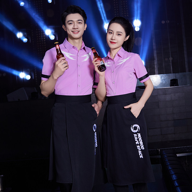 龙丽儿夜场酒吧ktv服务员工作服餐饮定制短袖时尚工装餐吧春夏装