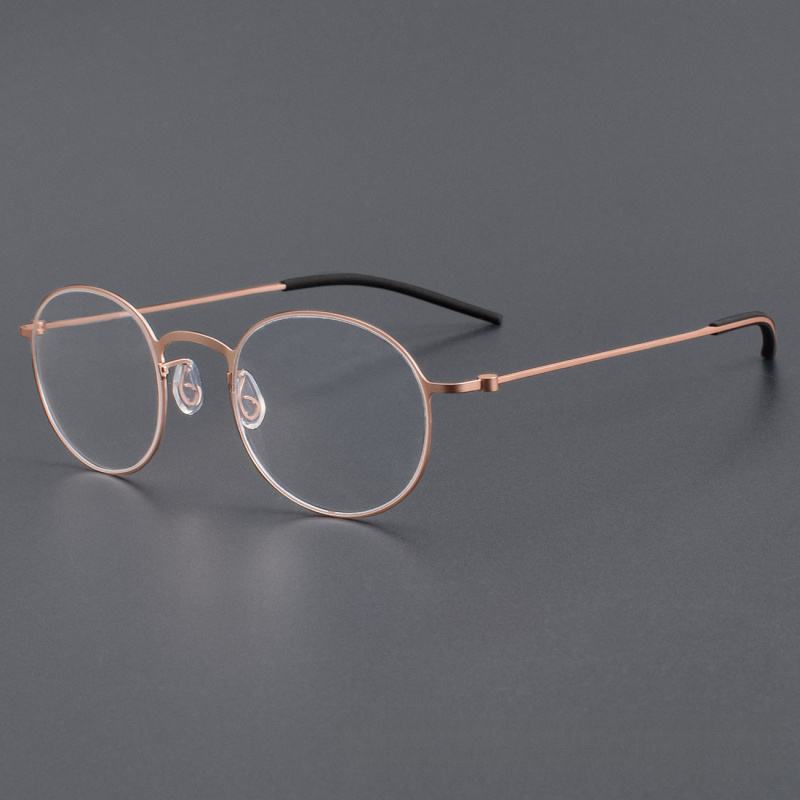 林德同款伯格5504近视眼镜框椭圆中小号细边框无螺丝男女纯钛镜架