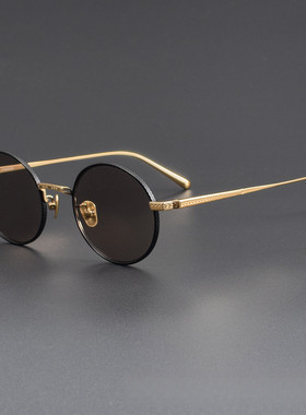 内藤熊八作同款小脸女生纯钛墨镜圆形尼龙太阳眼镜防紫外线N-016R