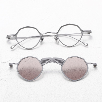 深圳高端货纯钛磁吸套镜RG0318JM圆框潮流墨镜双层男女近视眼镜架