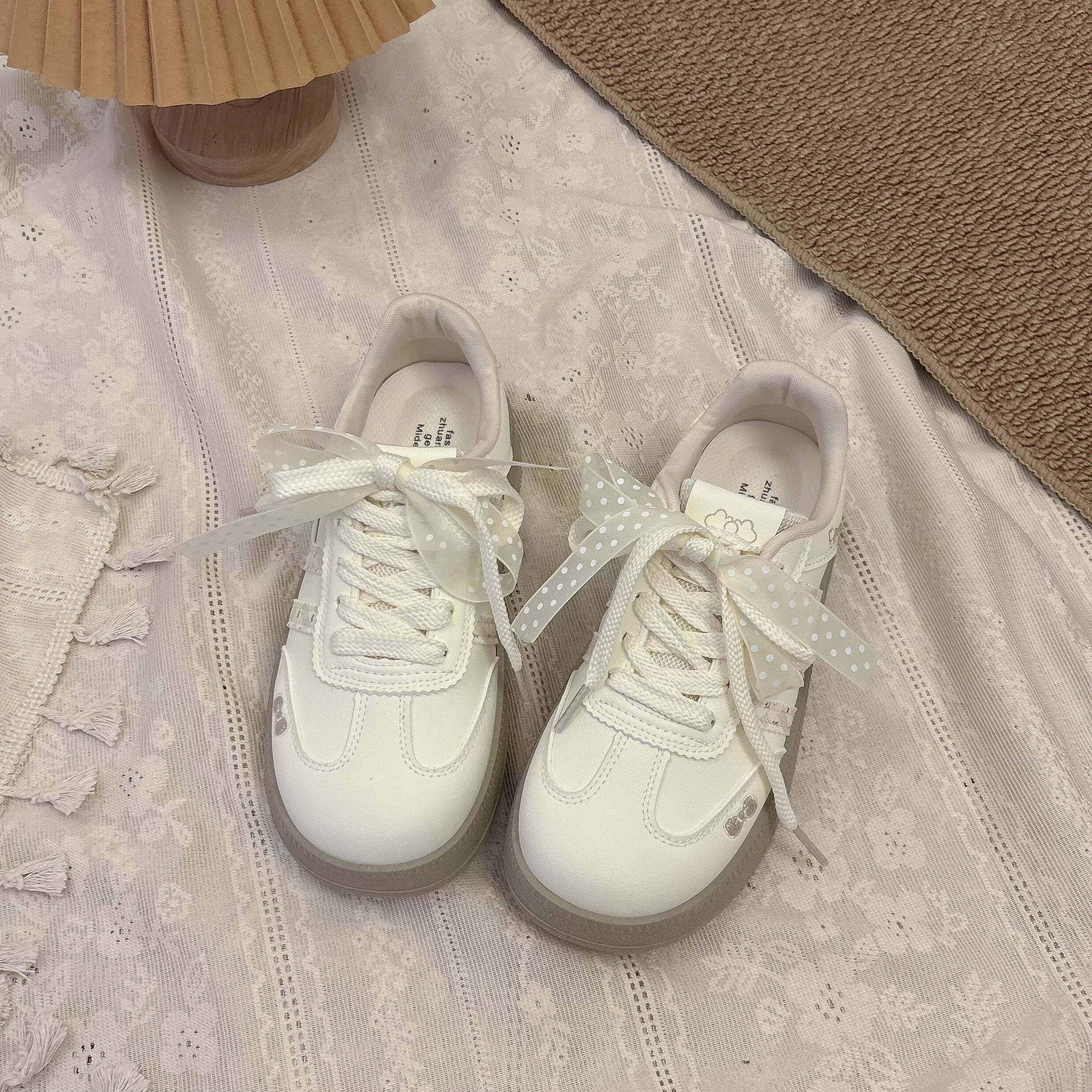 韩版ins小白鞋女蝴蝶结德训鞋