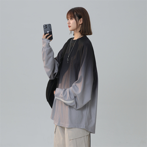华夫格拼接卫衣宽松大码渐变中性风外套 XZ229-1 WY006 P60 控85图片
