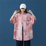 2021男女BF街头港风扎染短袖印花衬衫XZ229-1C8808P45，男装衬衫，星座301A-2