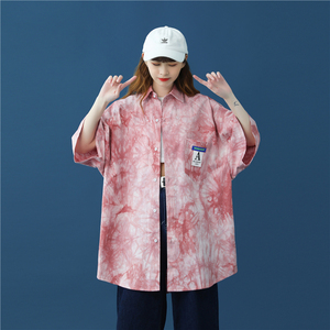 2021男女BF街头港风扎染短袖印花衬衫 XZ229-1C8808 P45,男装衬衫,星座301A-2