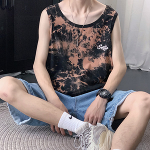 2021港风夏季嘻哈扎染情侣宽松高街大码背心 XZ229-1 BX01 P25图片