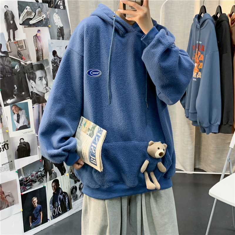 2021冬季港风小熊公仔宽松潮牌上衣休闲加绒外套 XZ229-1Y08 P68图片