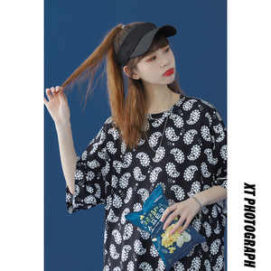 2021港风夏季宽松大码短袖t恤男宽松百搭潮流时尚XZ229-1 T27 P35图片