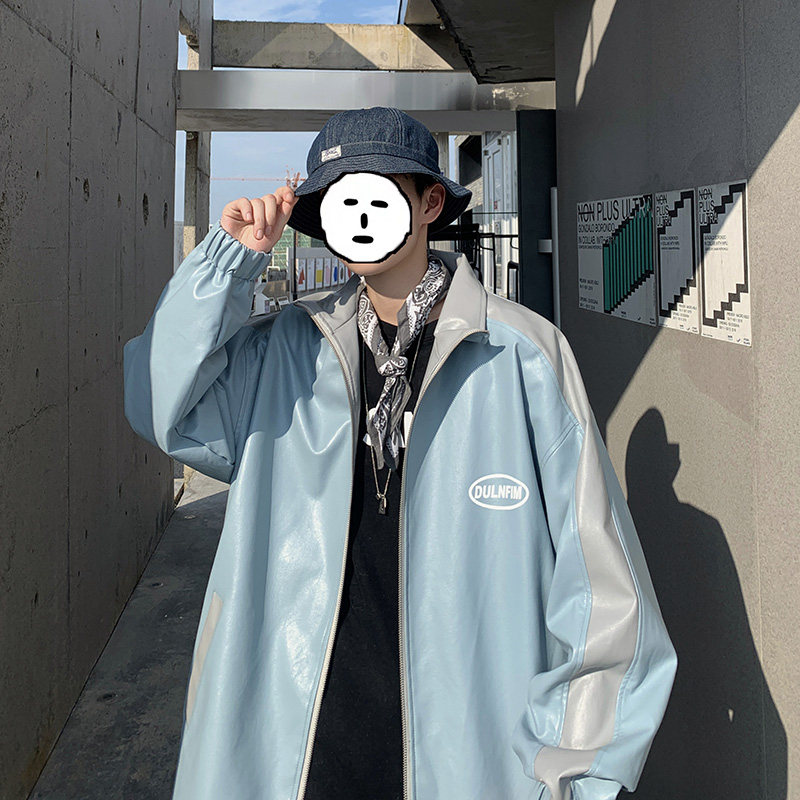 2021港风春季pu皮衣夹克男宽松百搭潮流外套  XZ229-1 PY01图片