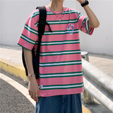 2021港风大码条纹短袖t恤男宽松百搭潮流时尚XZ229-1T25P35，男装T恤，星座301A-2