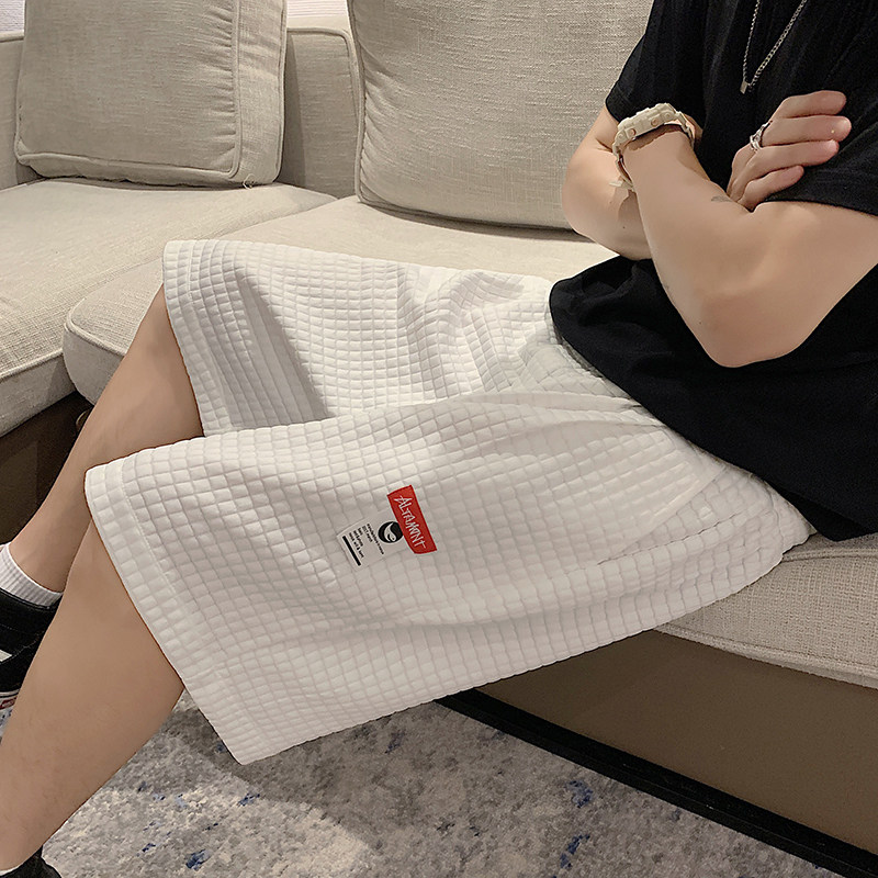 2021夏季短款港风男华夫格透气百搭宽松直筒短裤 XZ229-1 K02 P30图片