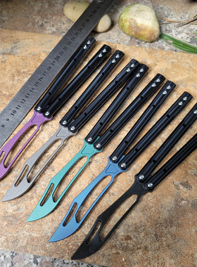 Theone 精调逆戟鲸蝴蝶刀鹦鹉螺非无疆未开刃G10柄练习训练刀甩刀