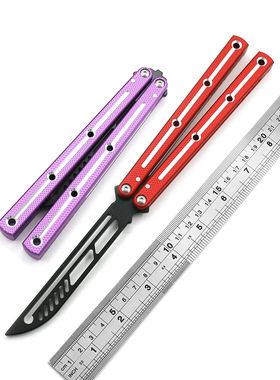 飞猿鱿鱼海妖蝴蝶刀未开刃亮槽练习训练刀折叠甩手花式刀梳子刀