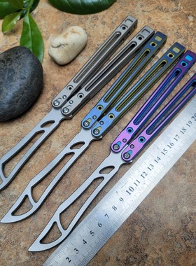 一体 V2 钛合金THEONE北极狐蝴蝶轴套REP蝴蝶练习刀未开刃蝴蝶刀