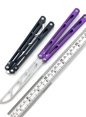 精调穗锋海啸一体7075铝柄练习刀蝴蝶刀未开刃花式贴吧训练刀双有