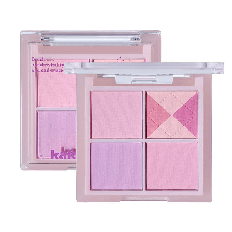 kakashow四色腮红盘自然裸妆元气腮红腮紫杏色哑光光修容一体盘