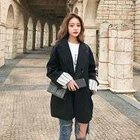 Zhang Xiaoqian áo khoác nhỏ nữ 2019 mới của phụ nữ phiên bản Hàn Quốc của mùa xuân lỏng và mùa thu lưới màu đỏ ngắn màu đen - Business Suit shop đầm đẹp