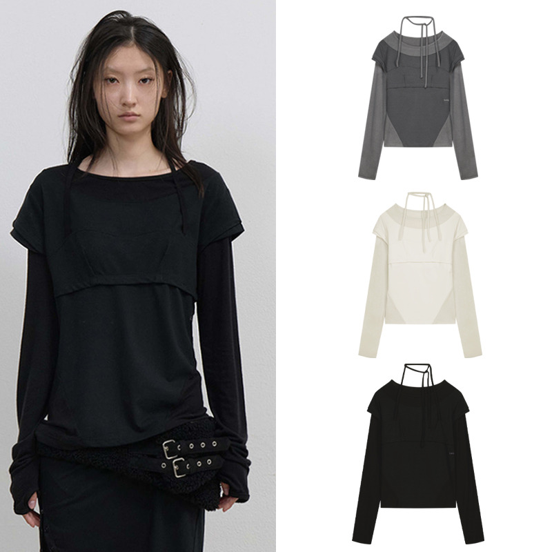 OJOS 25秋假两件拼接系带长袖打底衫 5号店韩国设计师品牌代购