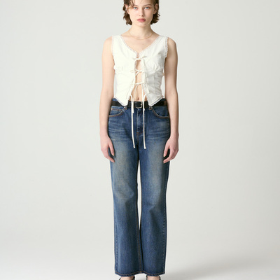 【品牌特卖 正品现货】GLOWNY显瘦直筒牛仔裤高腰百搭水洗长裤韩