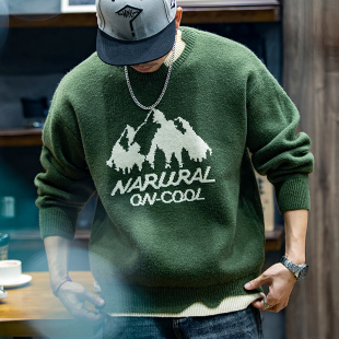 假两件毛衣男冬季宽松潮牌ins大码毛线衣男生潮流圆领针织衫外套