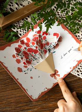 520送女友简约鲜花贺卡原创花卉祝福小卡片送长辈恩师感谢生日