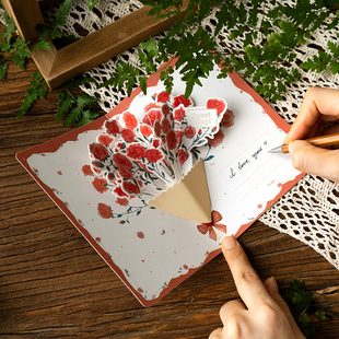 520送女友简约鲜花贺卡原创花卉祝福小卡片送长辈恩师感谢生日