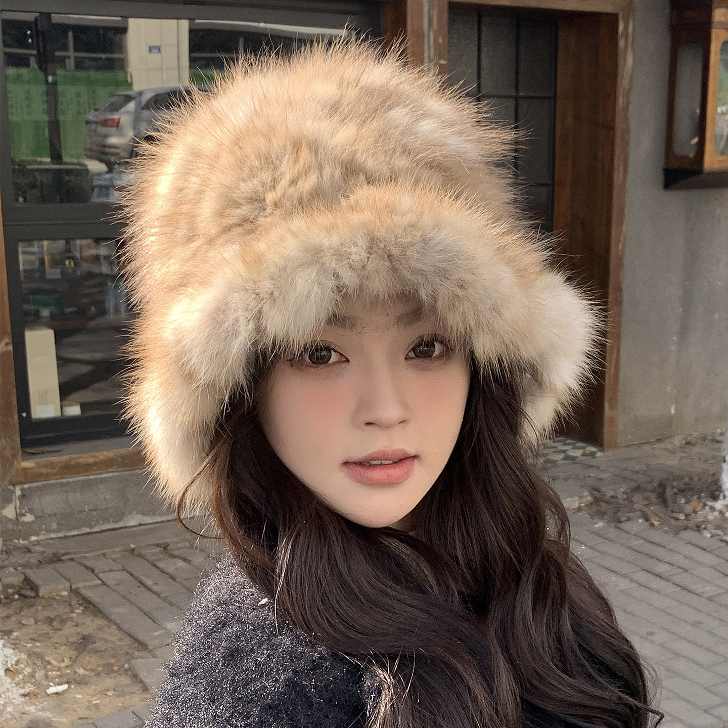 紫貂毛渔夫帽加厚保暖毛毛帽子