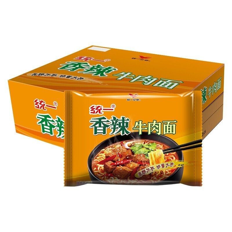 统一方便面香辣牛肉面24袋整箱冲泡面夜宵面速食面