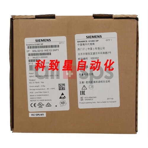 工业配件额定功率0.75KW-6SL3210-1KE12-3AP1