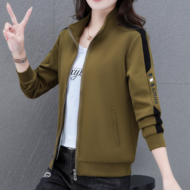 官方正品时尚休闲立领针织夹克外套女秋季卫衣新款长袖拉链开衫上