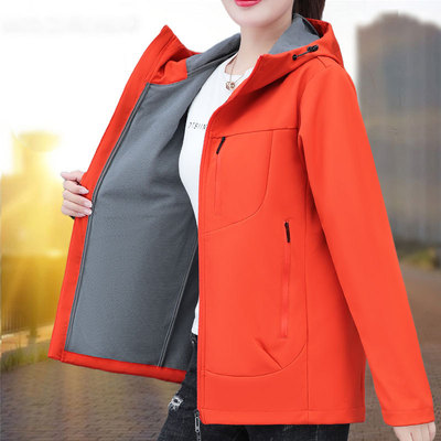 官方正品加绒冲锋衣女款秋冬2025新款夹克大码冬装户外运动加厚短