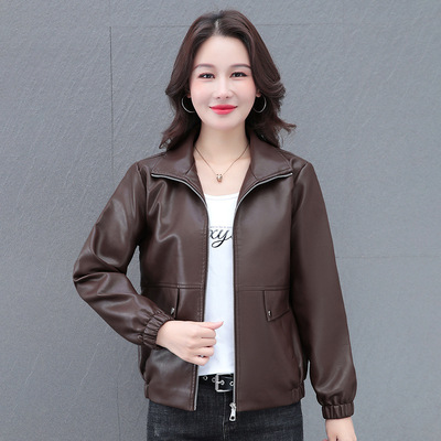 官方正品咖色皮衣外套女小个子2025新款秋季时尚气质休闲百搭短款