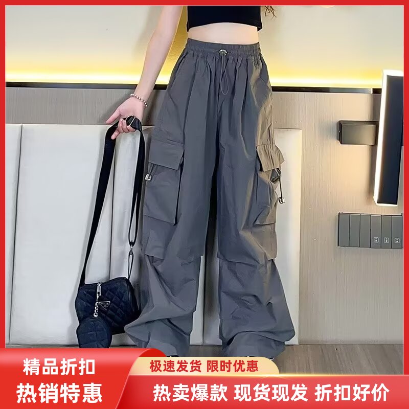 港风潮女童工装裤春夏2025新款休闲街舞运动百搭宽松潮酷长裤子