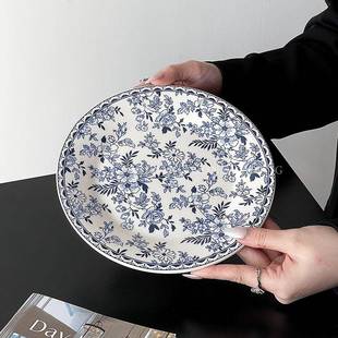 新疆 蛋糕盘高颜值甜品盘家用早餐 包邮 复古青花陶瓷餐具ins风英式