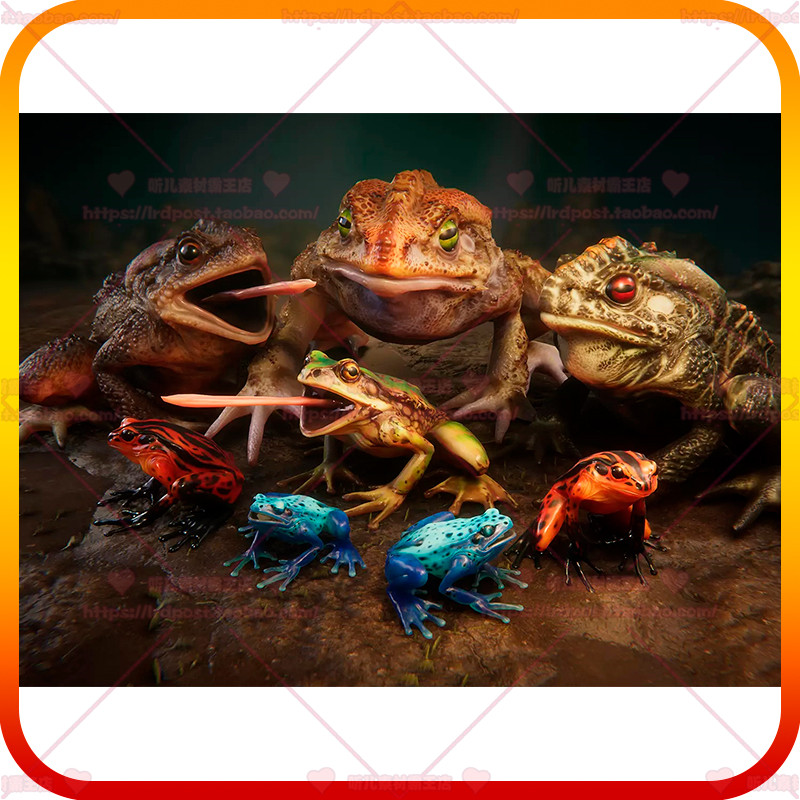 unity3d次世代游戏爬行动物变异青蛙怪物模型动画 frogs pack 1.
