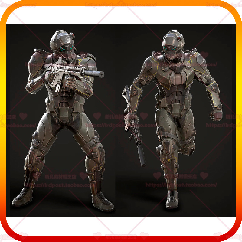 ue4 虚幻5 科幻士兵宇宙机器人角色人物武器3d模型 scifi soldier