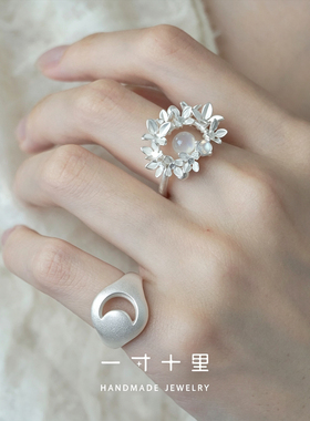 一寸十里山谷花纯银繁花戒指
