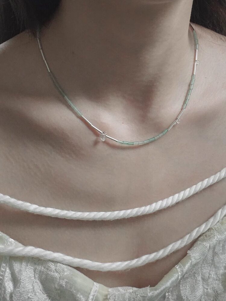 一寸十里银管琉璃珠项链