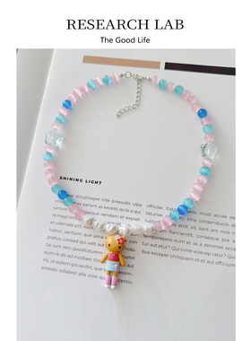 海岛夏日黑皮kitty串珠项链