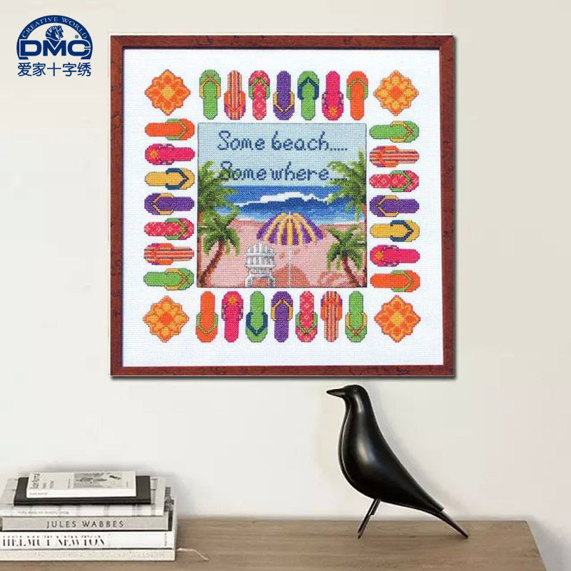 dmc十字绣套件  客厅 卧室 精准印花    杂志-夏日凉拖鞋