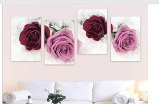 法国DMC十字绣 套件 专卖 客厅 精准印花 四联画-奔放的玫瑰