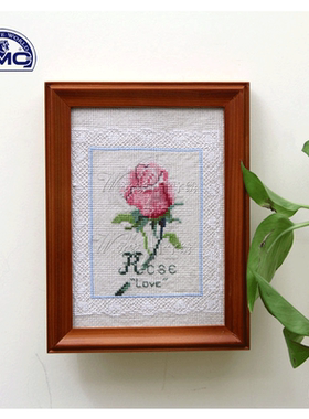 DMC新款十字绣专卖花草系列简单 印花 love rose 带框含框