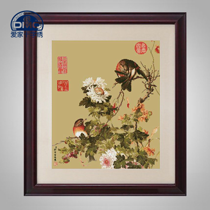 dmc十字绣套件客厅卧室精准印花仙萼长春图 非满绣 菊花