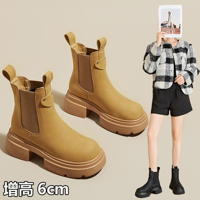 小个子增高厚底马丁靴小码烟筒靴