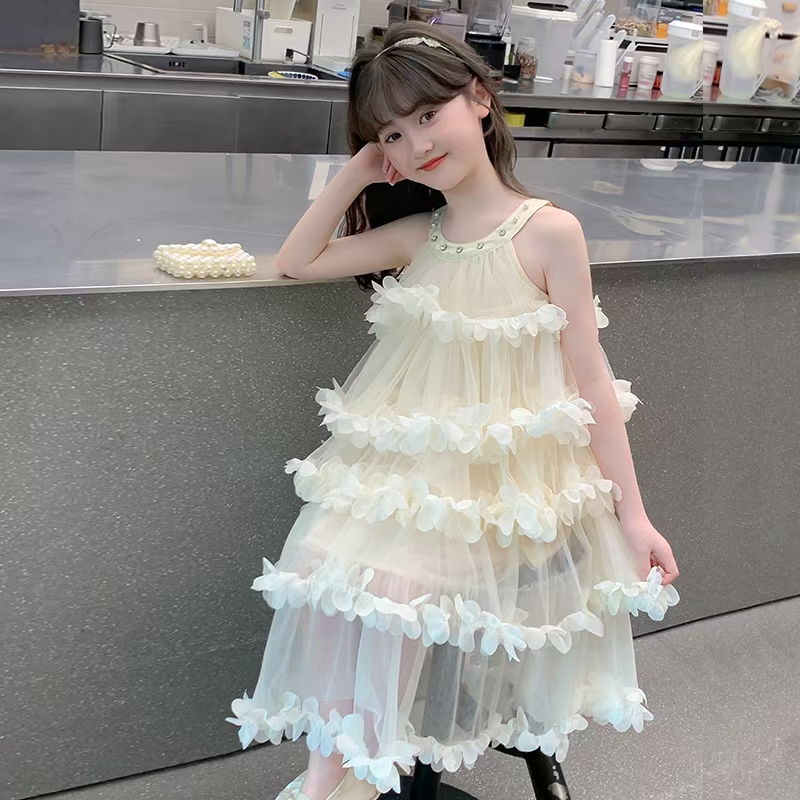女童夏季花朵2025新款公主洋气连衣裙仙女纱裙儿童蛋糕礼服