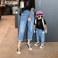 Quần jeans cha mẹ trẻ em Ivan 2019 lưới đỏ 雅 风 母子 quần cũ mới - Quần jean shop quần áo trẻ em gần đây