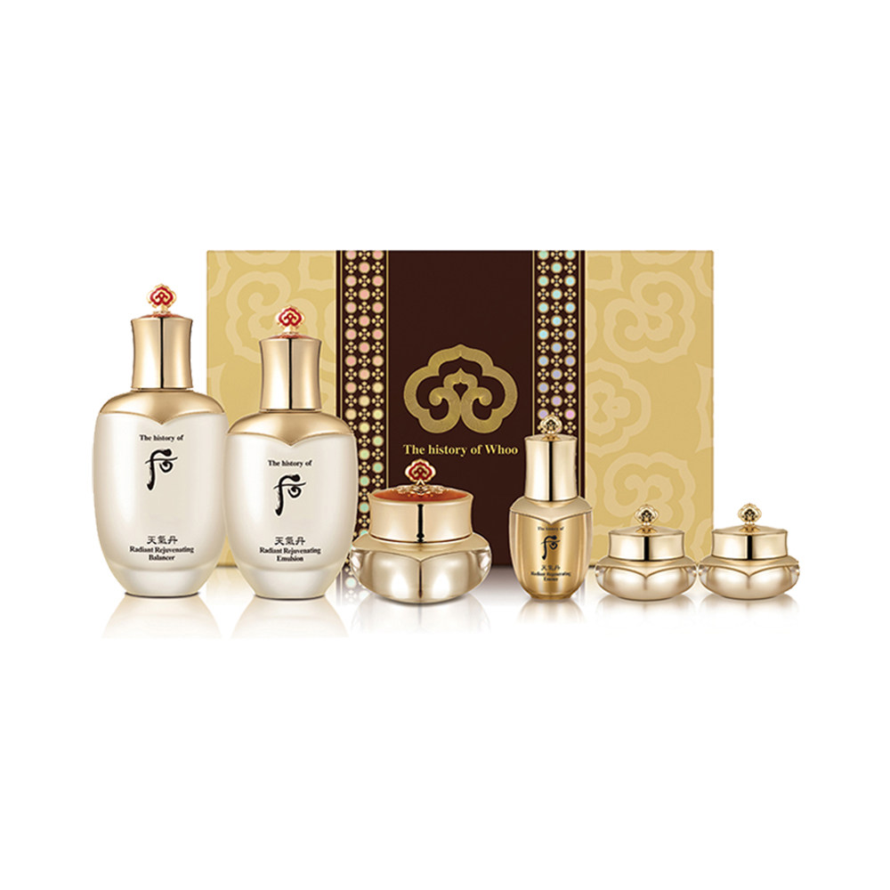 国内专柜whoo后天气丹花献光彩紧颜系列礼盒308ml6件套装提亮肤色