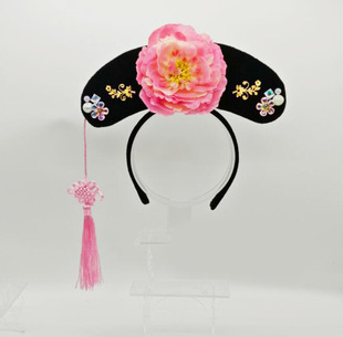 儿童头饰宫廷宫女格格帽子头箍古装旗头清朝满族公主发箍表演摄影