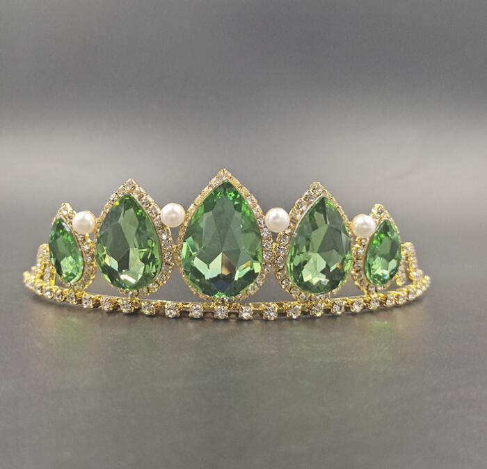 绿色水滴镶钻皇冠头饰摄影王冠